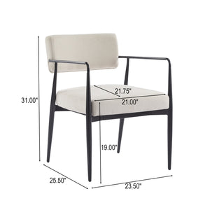 English Elm Christopher Knight Home® - Nora Mid-Century Dining Arm Chair with Foam-Padded High Back, Textured Fabric & Sturdy Metal Legs Beige,Black 30.7 L x 25.2 W x 19.7 H N776P272040I