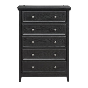 English Elm Modern 5 Drawers Dresser with Smooth Glide Drawers, Stylish Metal Handles & Unique Stable Feet Organizer for Bedroom and Living Room Storage (45.87"L x 20.08"W x 11.03"H) Black W2275P149804