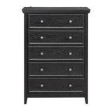 English Elm Modern 5 Drawers Dresser 5 Drawers Cabinet,Chest Of Drawers Closet Organizers and Storage Clothes Storage Drawers Cabinet For Living Room, Farmhouse Dresser Organizer Black