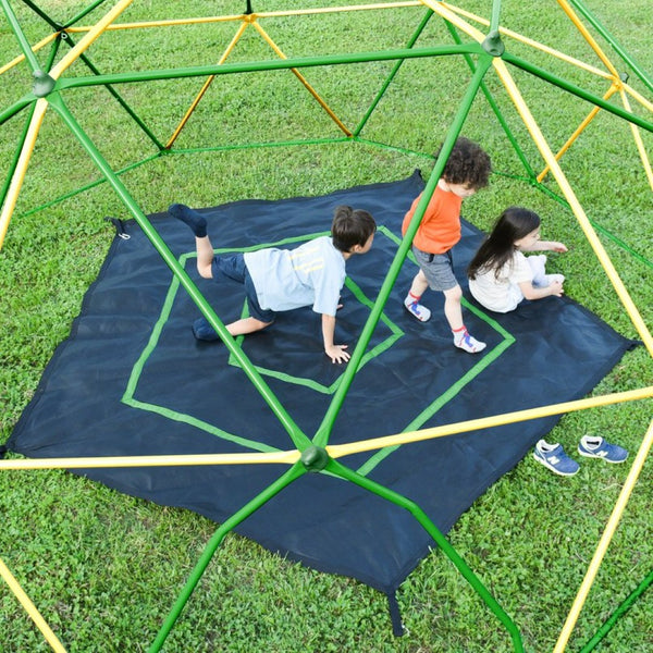 English Elm 13ft Geodesic Dome Climber with Hammock Powder Coated Steel Backyard Play Structure Yellow MS306993AAL