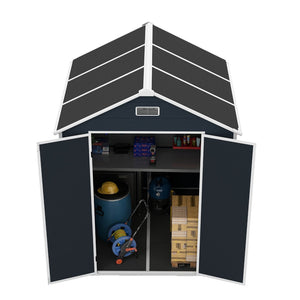 English Elm Campcraft Resin Storage Shed 6x6 Ft with Thick Pp Panels Uv Resistant Lockable W1598S00026