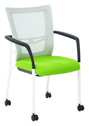 OSP Home Furnishings Progrid® Mesh Back Guest Chair with Lumbar Support Padded Seat and Metal Frame Green 8840W-6