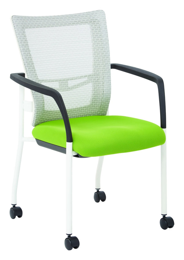 OSP Home Furnishings Progrid® Mesh Back Guest Chair with Lumbar Support Padded Seat and Metal Frame Green 8840W-6
