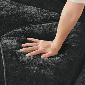 English Elm L-shaped Velvet Sectional Sofa Tufted Modular Design with High Density Foam Boneless Build Black W714S01595