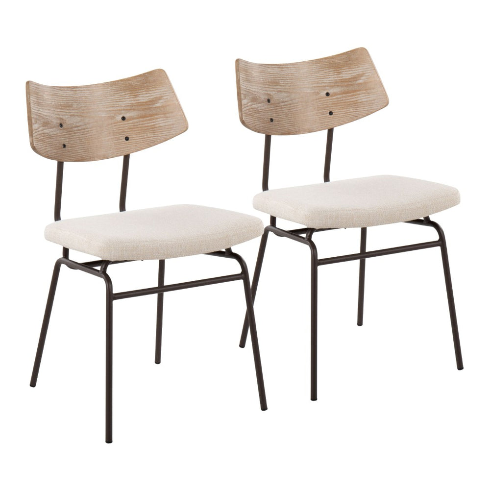 English Elm Mid-century Modern Dining Chairs with Wood Slat Back and Upholstered Seat Set of 2 B202P223684