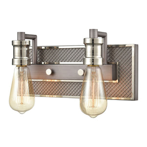 Gridiron 13'' Wide 2-Light Vanity Light - Weathered Zinc 15492/2 Elk Lighting