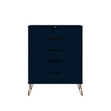 Manhattan Comfort Rockefeller Mid-Century Modern Dresser Tatiana Midnight Blue 154GMC4