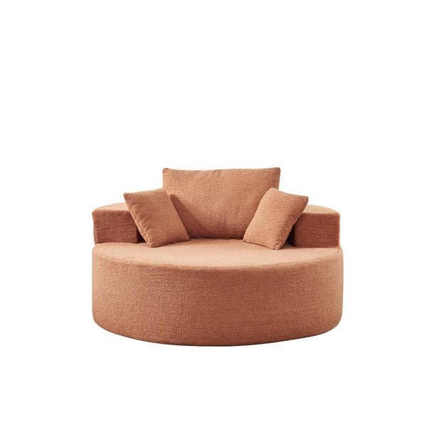 English Elm 55"l Teddy Fleece Round Chaise Chair Plush Foam Seating for Modern Living Rooms Orange W1669P368393