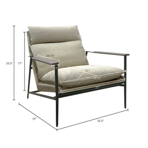 JLA Home Chapel Hill - Accent Chair Mid-Century Modern Upholstered with Red Oak Arms, High-Density Foam & Sturdy Steel Frame Beige CH100-0051