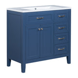 English Elm 36" Bathroom Vanity With Sink Combo, Blue Bathroom Cabinet With Drawers, Solid Frame and Mdf Board