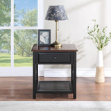 OSP Home Furnishings Oxford Side Table with Drawer Black Frame / Cherry Top