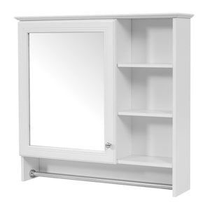 English Elm 30 Inch Wall Mount Mirror Cabinet Mdf Storage with Soft Close Hinges Bathroom Vanity White N710P186086K