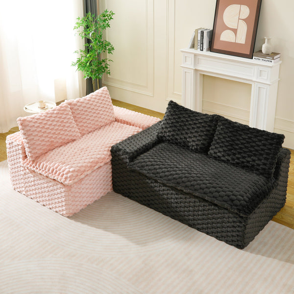 English Elm Luxury Color-Block Turtle Velvet Multifunctional Sofa - Cozy, Stylish Living Room Furniture For Any Space W3371S00051