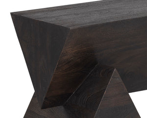 Sunpan Gregor Bench - Stylish Angular Seating in Solid Acacia Wood, Perfect for Contemporary Spaces Dark Brown