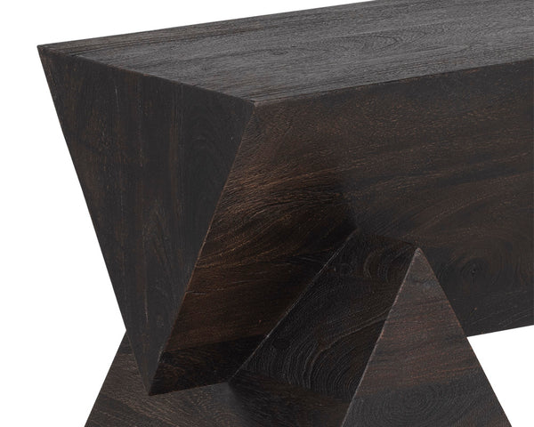 Sunpan Gregor Bench - Stylish Angular Seating in Solid Acacia Wood, Perfect for Contemporary Spaces Dark Brown