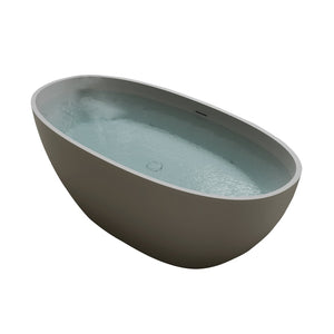 English Elm 70.6'' Freestanding Resin Stone Soaking Tub Polished Spa Bath with Drain Overflow W2753P477965