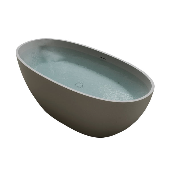 English Elm 70.6'' Freestanding Resin Stone Soaking Tub Polished Spa Bath with Drain Overflow W2753P477965