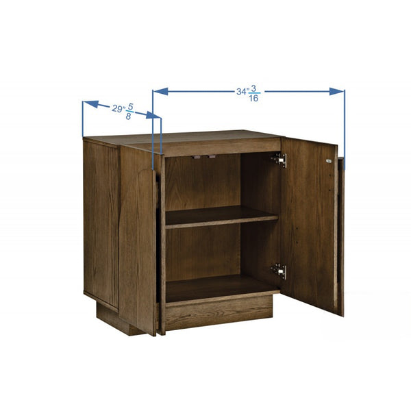 English Elm Mid-Century wooden sideboard buffet with arched doors and rounded edges, spacious storage, durable craftsmanship nurturing warmth Brown 33 L x 19 W x 29 H B011P367187