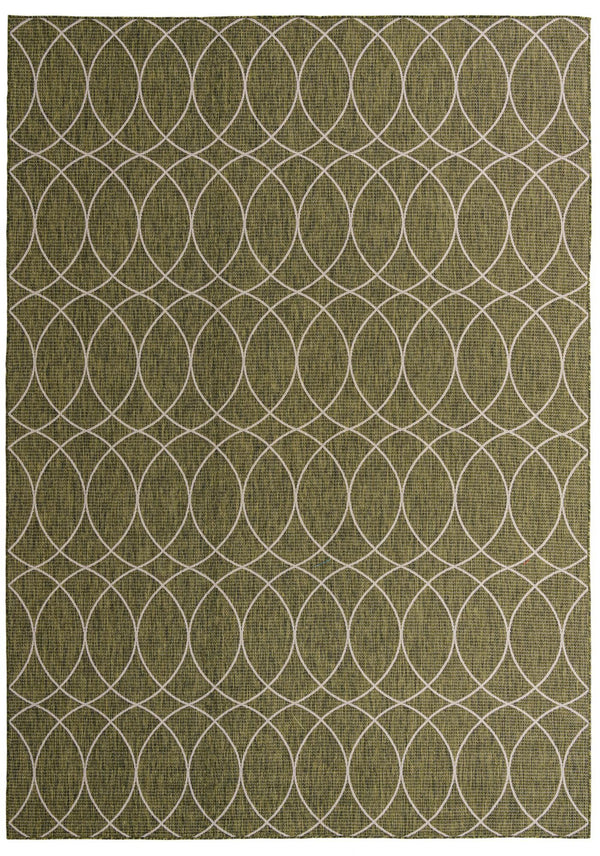 Unique Loom Outdoor Trellis Gitter Machine Made Trellis Rug Green, Ivory/Gray 10' 0" x 14' 1"