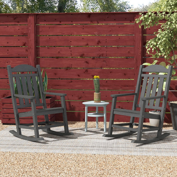 English Elm Outsunny 2-Piece Outdoor Rocking Chair Set - Weather-Resistant Hdpe With Rustic Design & Comfort Features W2225P217097-GIGA