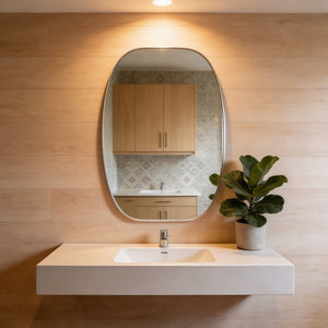 English Elm 30x40 Oval Wall Mirror Slim Metal Frame Distortion Free Glass Bathroom Entryway Accent Silver W2203P476483