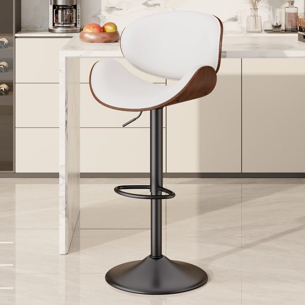 English Elm Swivel Adjustable Height Bar Stools - Modern Pu Leather, 360° Swivel, Comfortable & Durable Design T3950P394489-GIGA