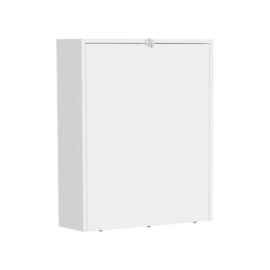 English Elm Kaplar Wall-Mounted Folding Table 33"x23" with Four Shelves — Space-Saving White Desk & Ironing Station B200P253739