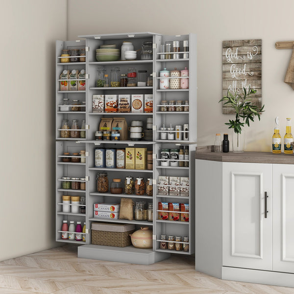 English Elm Homcom 65" Modern Kitchen Pantry Cabinet - Stylish Freestanding Storage With Adjustable Shelves & Doors W2225P229292