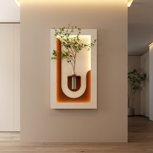 English Elm Adjustable Led Sandstone 3d Wall Art with Faux Botanicals and Rabbit Figurine Decor W2700P389347