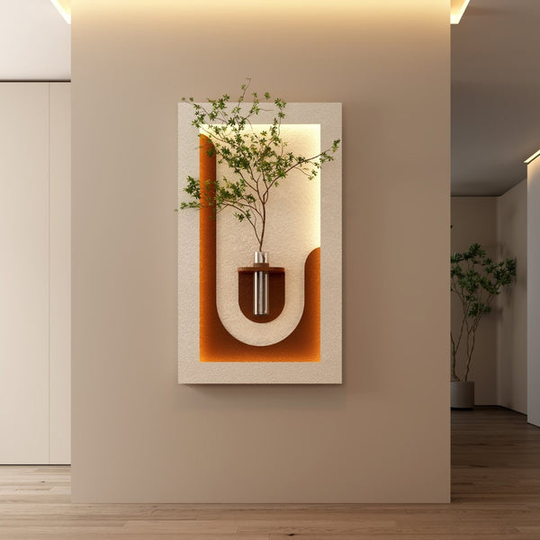 English Elm Adjustable Led Sandstone 3d Wall Art with Faux Botanicals and Rabbit Figurine Decor W2700P389347