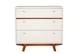 IDEAZ 1556APB White & Brown Sophisticated Compact 3 Drawer Chest White with Brown Accents 1556APB