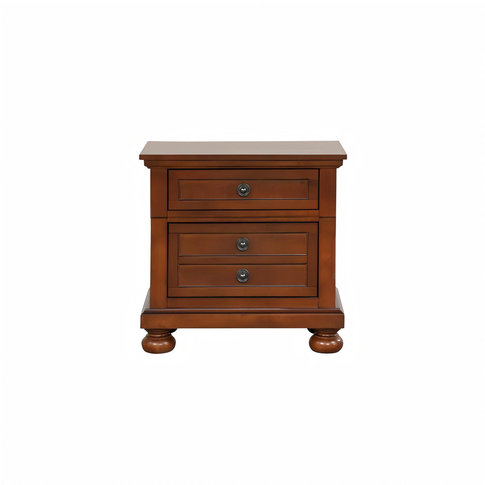 English Elm Sleek Cherry Nightstand with Drawer, 28"H x 26"W x 19"D, No Assembly, Warm Cherry Finish for Modern Décor B078118439
