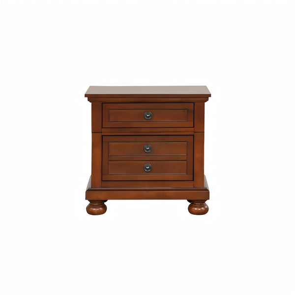 English Elm Sleek Cherry Nightstand with Drawer, 28"H x 26"W x 19"D, No Assembly, Warm Cherry Finish for Modern Décor B078118439