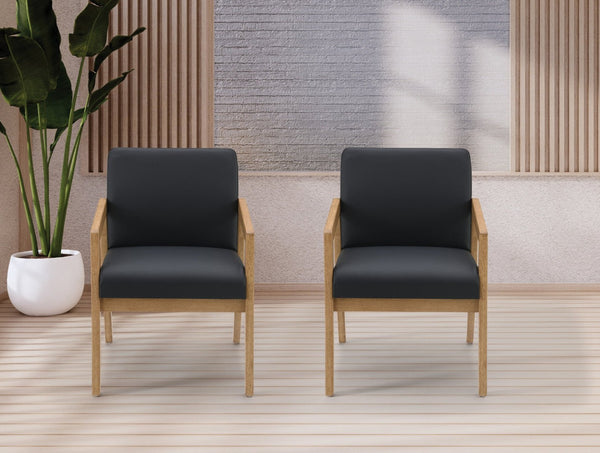 OSP Home Furnishings Wood Guest Chair Solid Oak Frame Memory Foam Seat Lumbar Support for Office Waiting Room WD580-U6