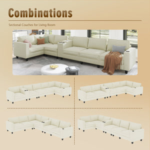 English Elm L-Shaped 6-Seater Corduroy Sofa With Storage, Usb Charging & Flexible Configuration For Comfort W680S00055