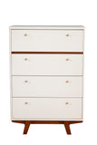 IDEAZ 1557APB White & Brown Sophisticated 4 Drawer Chest White with Brown Accents 1557APB