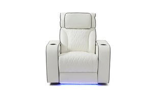 English Elm Lumin Power Recliner Faux Leather Chair with Led Lighting and Built in Usb Charging White B078P497929
