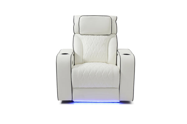 English Elm Lumin Power Recliner Faux Leather Chair with Led Lighting and Built in Usb Charging White B078P497929