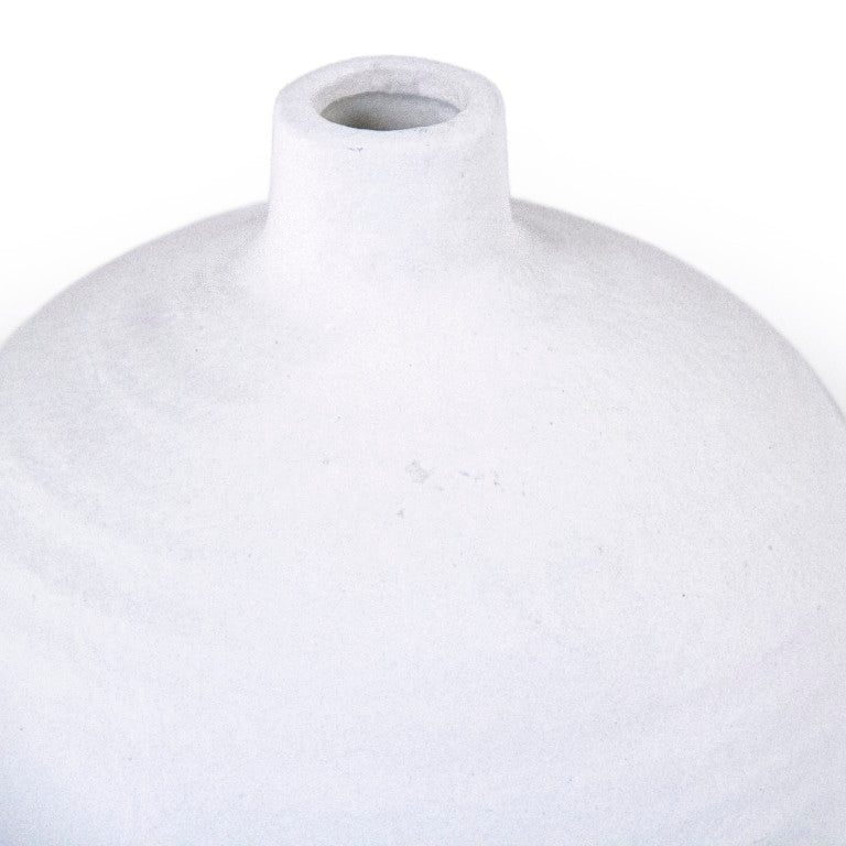 Zentique White ceramic vase with glazed finish and rounded silhouette—modern minimalist accent for shelves, tables W4.25 x H4.25 x D4.25 15585S A584A