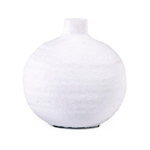 Zentique White ceramic vase with glazed finish and rounded silhouette—modern minimalist accent for shelves, tables W4.25 x H4.25 x D4.25 15585S A584A
