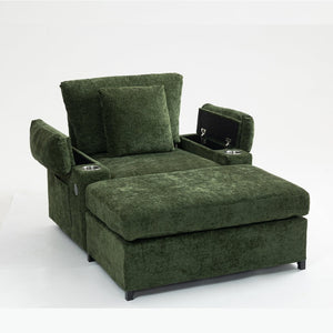 English Elm Ergonomic Oversized Chenille Accent Chair with Lumbar Support and Usb Charging Port W2606P255581