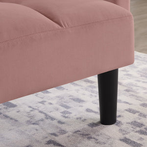 English Elm Velvet Convertible Futon Sofa Bed with Adjustable Back, Plush 9" Cushion, Eucalyptus Frame for Apartments Pink W1413P332830