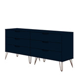 Manhattan Comfort Rockefeller Mid-Century Modern Dresser Tatiana Midnight Blue 155GMC4
