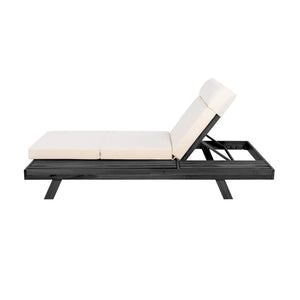 English Elm Lounge Chaise Outdoor Acacia Wood Slatted Frame with Water Resistant Cushion Resort Style Black,Cream N770P442B67C