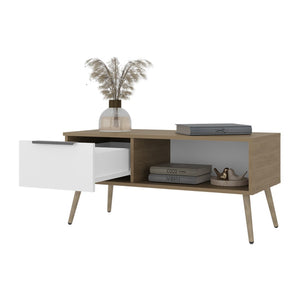 English Elm Scandinavian Minimalist Coffee Table with Storage Drawer Open Shelf Living Room B128P473973