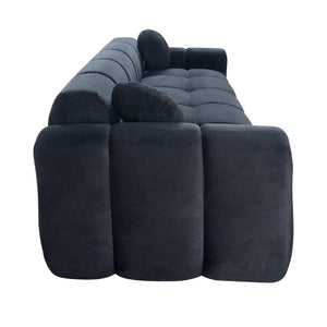 English Elm 98.4" Corduroy Cloud Puff Sofa Vacuum Packed 4-seater Living Room Couch with Pillows Black W5515P477282