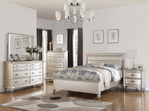 English Elm Silver 5-Drawer Chest of Drawers 39"x18"x56" — Elegant Champagne Finish, Modern Plywood Storage Piece B011P360173