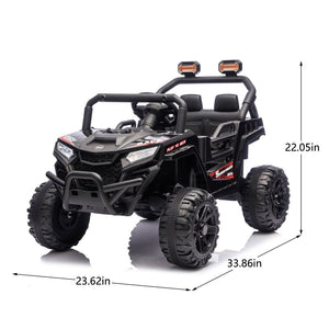English Elm 12v Kids Electric Utv with 4-wheel Suspension Anti-collision Bar and 2-hour Battery Black W1578P343329