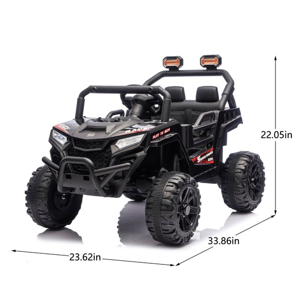 English Elm 12v Kids Electric Utv with 4-wheel Suspension Anti-collision Bar and 2-hour Battery Black W1578P343329