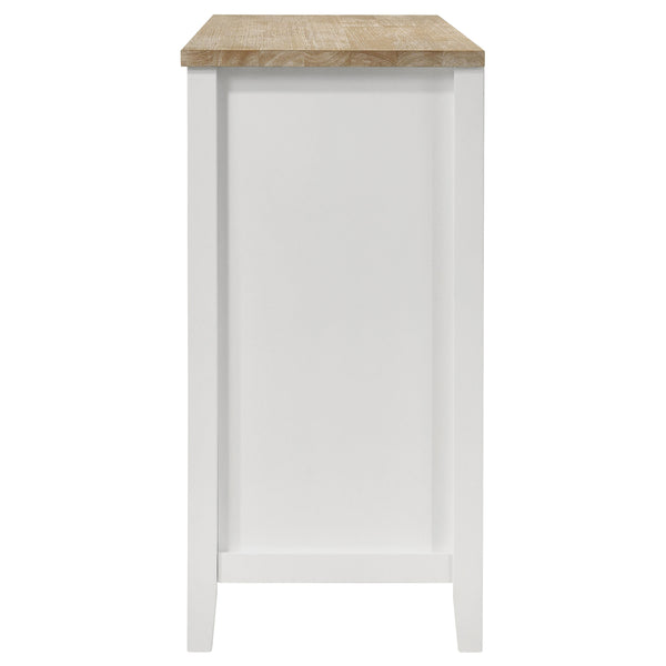 English Elm Prager Farmhouse Brown & White 2-Door Dining Sideboard with Wine Cubby, Drawers & Shelves (59") B062P353258